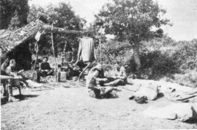 Administrative Center's first field bivouac near Fierville